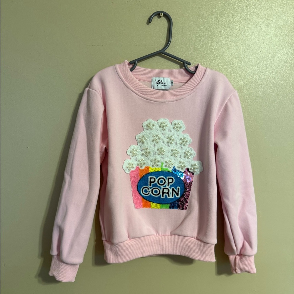 Lola + The Boys Pink Popcorn embellished Graphic Sweatshirt